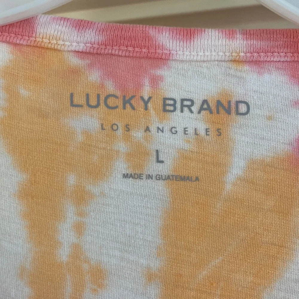 NWOT Lucky Brand Tee Size Large. Naturally Lucky - with Floral and Tie-Dye - Picture 3 of 5